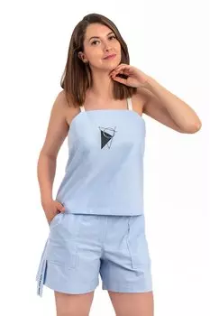 Хлопковый топ с регулируемыми бретелями Fold Your Mind, синий