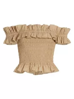 Хлопковый топ с рюшами GANNI