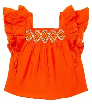 Хлопковый топ с рюшами Polo Ralph Lauren, оранжевый