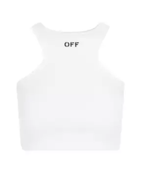 Хлопковый топ S с воротником халтер и логотипом Off White, белый