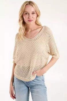 Хлопковый топ с V-образным вырезом крючком Blue Vanilla, бежевый