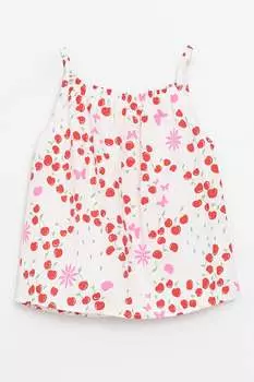 Хлопковый топ с вишневым узором и квадратным вырезом Lc Waikiki, красный