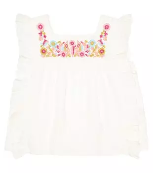 Хлопковый топ с вышивкой Jaya Louise Misha, белый