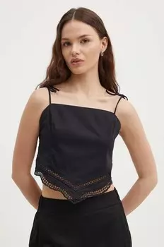 Хлопковый топ Sisley, черный