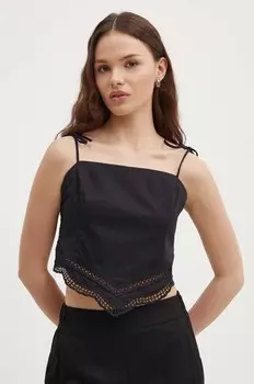 Хлопковый топ Sisley, черный