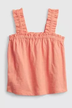 Хлопковый топ со складками Gap, красный