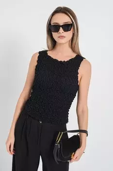 Хлопковый топ со складками Vero Moda, черный