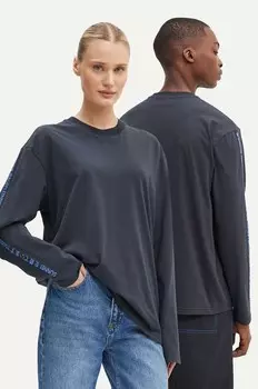 Хлопковый топ Sunnei с длинными рукавами, темно-синий