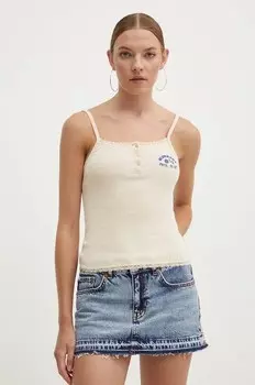 Хлопковый топ Superdry, бежевый