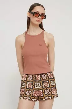 Хлопковый топ Superdry, коричневый