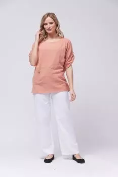 Хлопковый топ свободного кроя с карманом Saloos, розовый