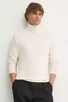 Хлопковый топ Tommy Hilfiger с длинными рукавами, бежевый