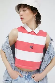 Хлопковый топ Tommy Jeans, розовый