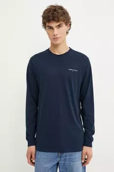 Хлопковый топ Tommy Jeans с длинными рукавами, темно-синий