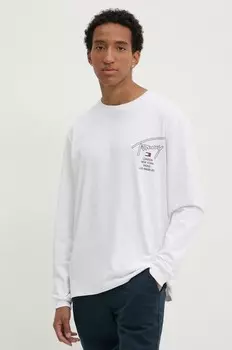 Хлопковый топ Tommy Jeans с длинными рукавами, белый
