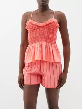 Хлопковый топ vera со сборками на спине Loretta Caponi, розовый