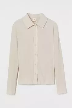 Хлопковый топ в полоску H&amp;M, светло-бежевый