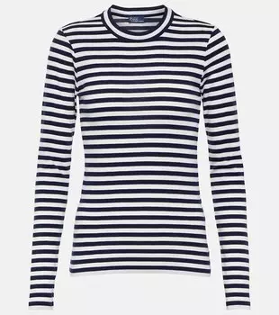 Хлопковый топ в полоску POLO RALPH LAUREN, синий