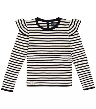 Хлопковый топ в полоску с длинными рукавами Polo Ralph Lauren, разноцветный