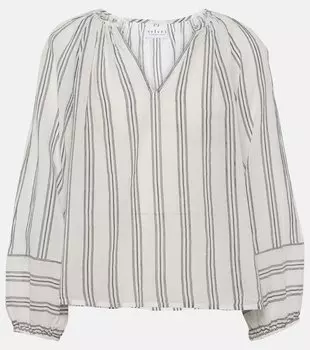 Хлопковый топ в полоску с вышивкой Gianna Velvet, мультиколор