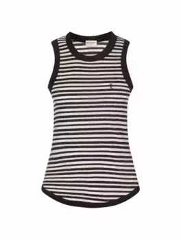 Хлопковый топ в полоску Saint Laurent, мультиколор