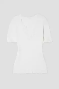 Хлопковый топ в рубчик с кружевной отделкой CHLO, белый