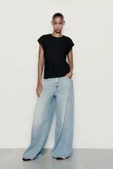Хлопковый топ ZARA, черный