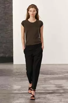 Хлопковый топ ZARA, коричневый