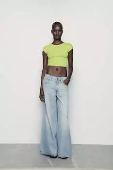Хлопковый топ ZARA, лаймовый