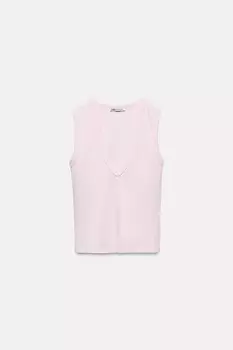 Хлопковый топ ZARA, пастельно-розовый