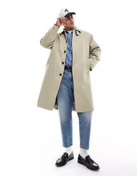 Хлопковый тренч бежевого цвета Jack & Jones