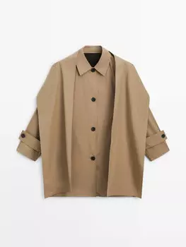 Хлопковый тренч с шарфом Massimo Dutti, коричневый