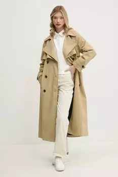 Хлопковый тренч Tommy Jeans, бежевый