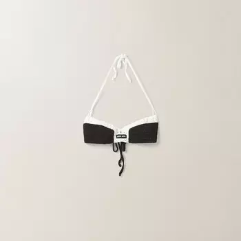 Хлопковый трикотажной бюстгальтер Miu Miu, черный