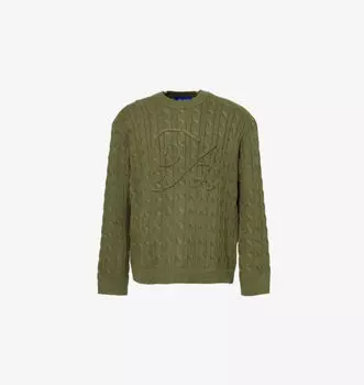 Хлопковый трикотажный джемпер с длинными рукавами и плетеной аппликацией Awake Ny, зеленый