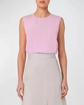 Хлопковый трикотажный топ без рукавов с А-образной строчкой Akris, цвет Lotus