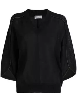 Хлопковый трикотажный топ Brunello Cucinelli, черный