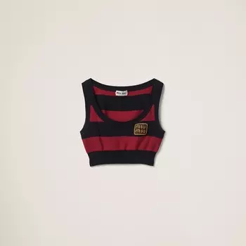 Хлопковый трикотажный топ Miu Miu, синий