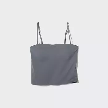 Хлопковый укороченный бюстгальтер-топ AIRism UNIQLO, темно-серый