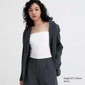 Хлопковый укороченный бюстгальтер-топ AIRism Uniqlo, кремовый