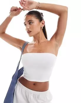 Хлопковый укороченный топ-бандо белого цвета ASOS DESIGN - БЕЛЫЙ