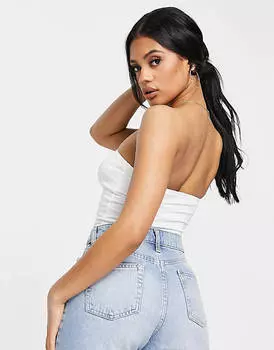 Хлопковый укороченный топ-бандо белого цвета ASOS DESIGN - БЕЛЫЙ