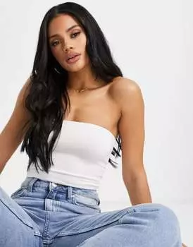 Хлопковый укороченный топ без бретелек ASOS Ultimate белого цвета — WHITE