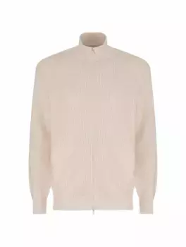 Хлопковый вязаный кардиган Brunello Cucinelli, бежевый