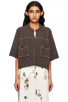 Хлопковый вязаный кардиган Cordera, коричневый