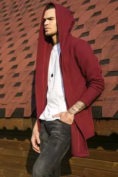 Хлопковый вязаный кардиган приталенного кроя с капюшоном 5896595 Buratti, бургундия