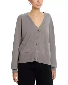 Хлопковый вязаный кардиган с V-образным вырезом Majestic Filatures, серый