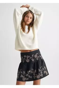 Хлопковый вязаный свитер Mango, экрю