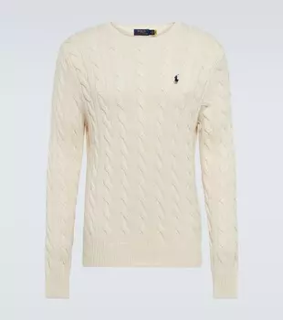 Хлопковый вязаный свитер Polo Ralph Lauren, нейтральный