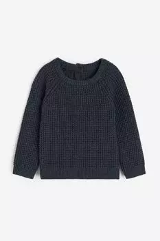 Хлопковый вязаный свитер с сотовой структурой H&M